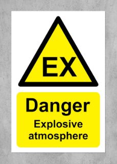 Picture of Warning Danger explosive atmosphere safety sign - Self adhesive sticker 200mm x 150mm