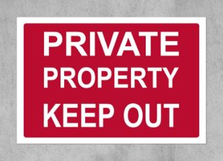 Picture of PRIVATE PROPERTY KEEP OUT PRE DRILLED plastic A3 sign 400 x 300