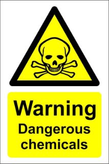 Picture of Warning Dangerous chemicals safety signs - Self adhesive sticker 150mm x 100mm