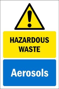 Picture of Hazardous waste/Aerosols, safety sign - Self adhesive sticker (200mm x 150mm)