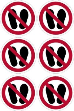Picture of Do not stand here sign, 100mm circle - Pack of 6 stickers on A4 sheet