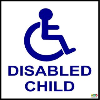 Picture of Disabled Child Car Sticker-Disability Wheelchair Logo-External Mobility Sign 110mm x 110mm