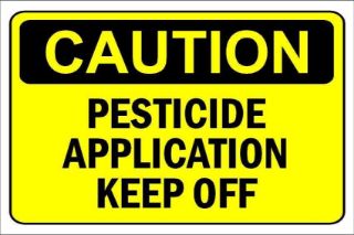 Picture of Caution, pesticide application keep off, warning sign - Self adhesive sticker (300mm x 200mm)