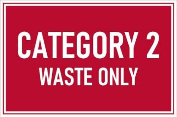 Picture of Category 2 waste only, safety sign - Self adhesive sticker (300mm x 200mm)