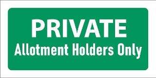 Picture of Private, allotment holders only, safety sign - Self adhesive sticker (200mm x 100mm)