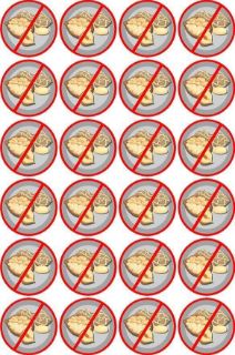 Picture of Nuts free food safety signs 50mm cut out sticker - Pack of 24 stickers supplied on an A4 sheet