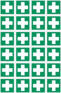Picture of First aid sign, 50x50mm - Pack of 24 stickers on A4 sheet