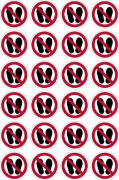Picture of Do not stand here sign 50mm circle - Pack of 24 stickers on A4 sheet