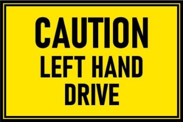 Picture of Caution, Left hand drive, safety sign - Self adhesive sticker (200mm x 150mm)