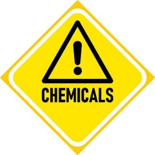 Picture of Chemicals, yellow safety sign - Self adhesive sticker (100mm x 100mm)