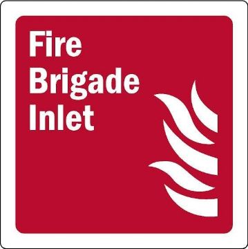 Picture of Fire brigade inlet Safety sign - Self adhesive sticker (200mm x 200mm)