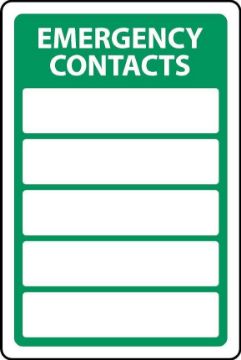 Picture of Emergency contacts First aiders etc safety sign - 1mm flexible Plastic (600mm x 400mm)