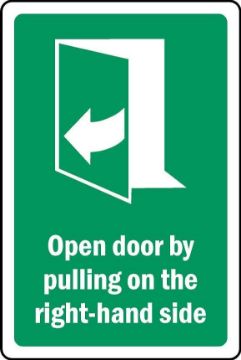 Picture of Open door by pulling on the right hand side of the door sign - Self adhesive sticker (300mm x 200mm)