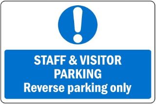 Picture of Staff and visitor parking Reverse parking only Safety sign - 3mm Aluminium sign (400mm x 300mm)