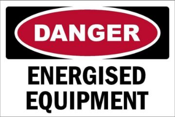 Picture of Danger, Energised equipment safety sign - Self adhesive sticker (200mm x 150mm)