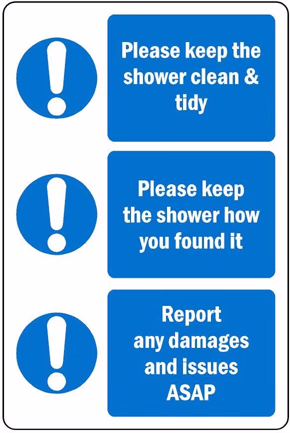 Picture of Please keep the shower clean and tidy safety sign - Self adhesive sticker (300mm x 200mm)