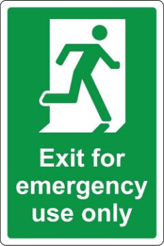 Picture of Exit for emergency use only safety sign - 1mm Plastic sign (400mm x 300mm)