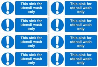 Picture of This sink for utensil wash only sign - 150x50mm pack of 8 stickers on A4 sheet