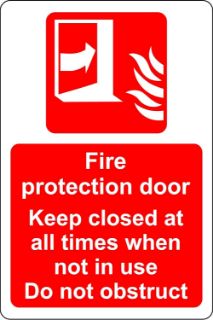 Picture of Fire protection door keep closed at all times when not in use Do not obstruct Safety sign - 1.2mm Rigid plastic 200mm x 150mm